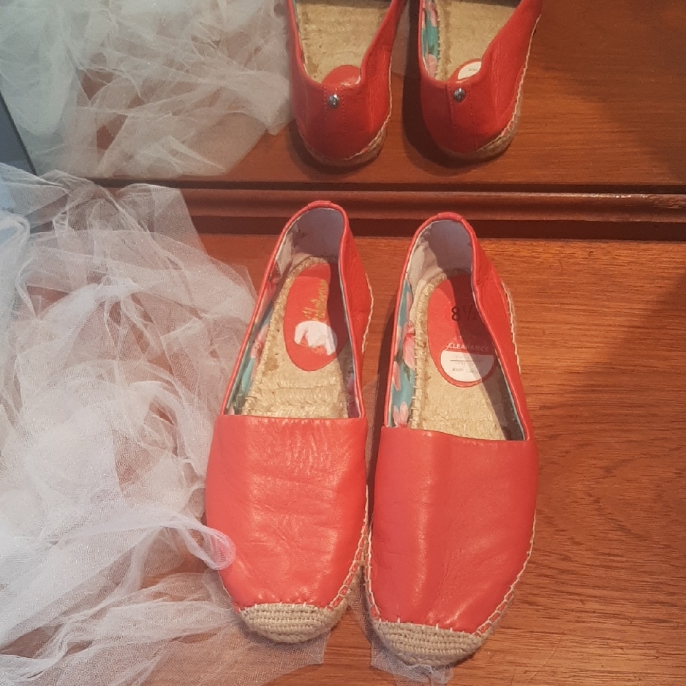 Sam Edelman🐠CORAL Colour Leather Upper Espadrilles Size 8.5